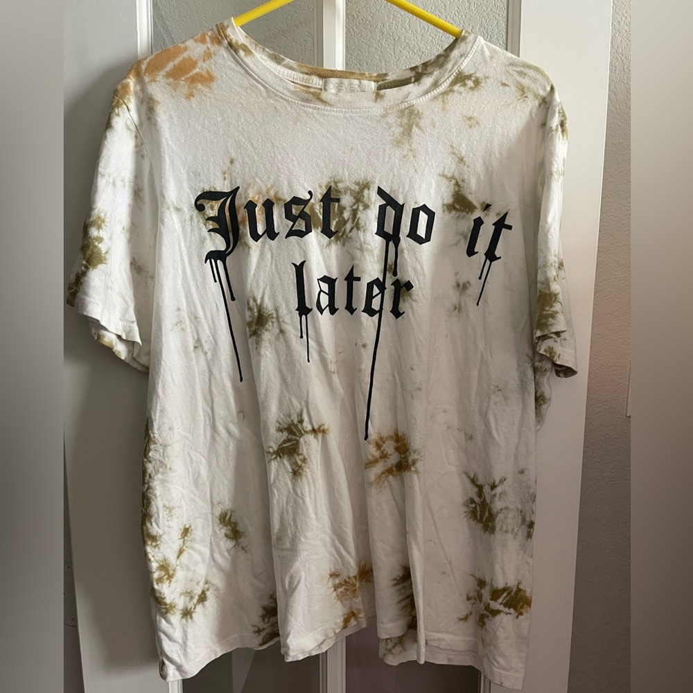 Forever 21 Tan and White Tie-Dye Tee